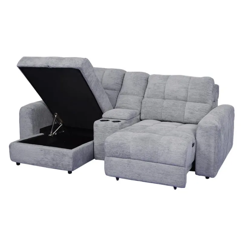 Power Modular Loveseat with Right-Side slider, Left-Side Chaise with Storage, and Console - 3 pcs