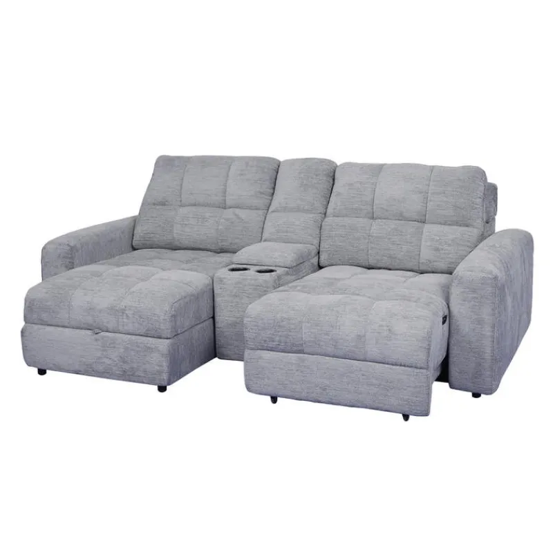 Power Modular Loveseat with Right-Side slider, Left-Side Chaise with Storage, and Console - 3 pcs