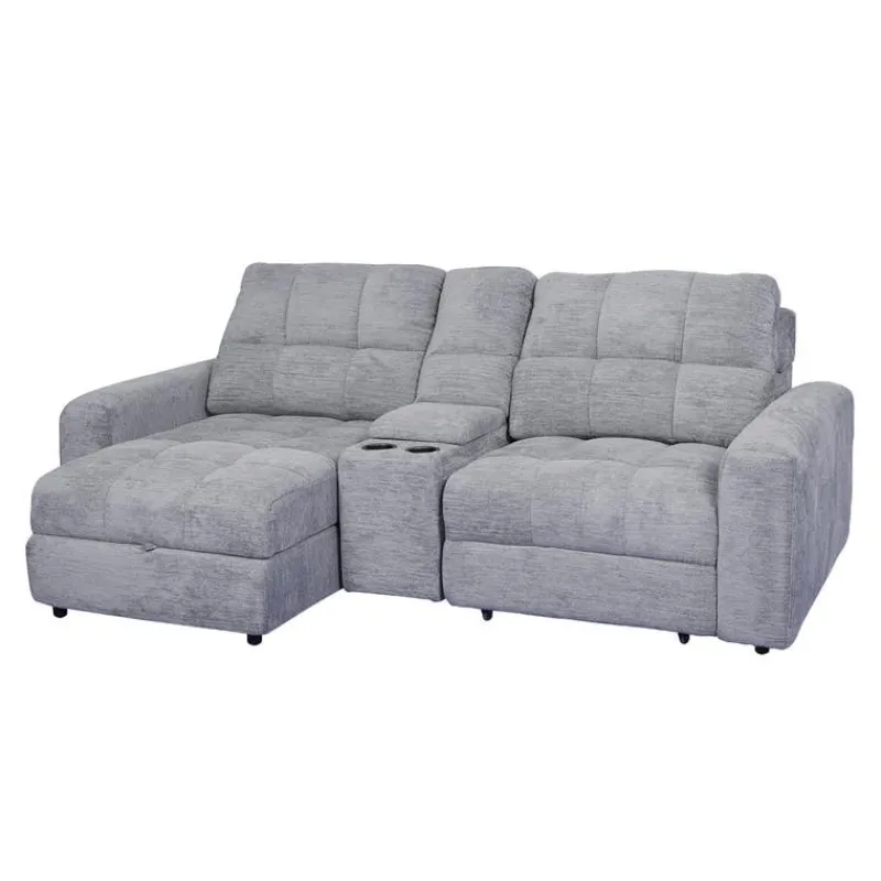 Power Modular Loveseat with Right-Side slider, Left-Side Chaise with Storage, and Console - 3 pcs