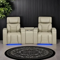 Power Modular Reclining Loveseat with Massage, Heat, and Angular Console - 3 pcs