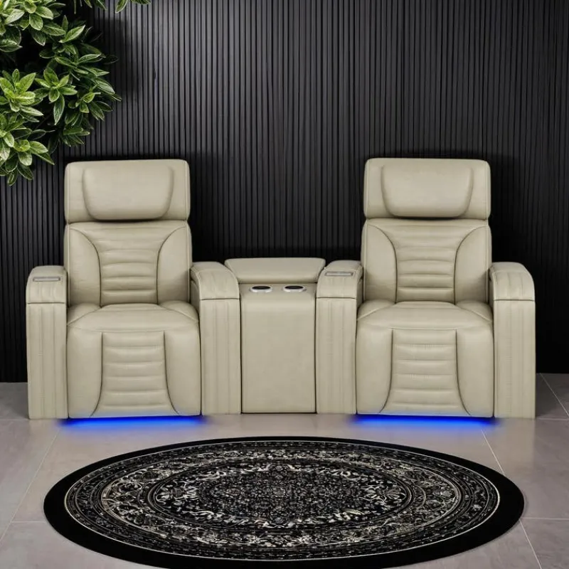 Power Modular Reclining Loveseat with Massage, Heat, and Angular Console - 3 pcs
