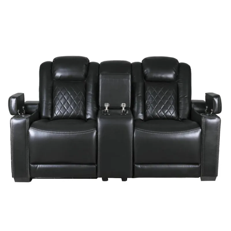Power Modular Reclining Loveseat and Console with Cup Holders - 3 pcs