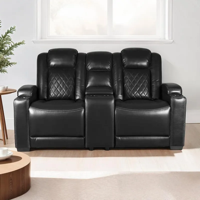 Power Modular Reclining Loveseat and Console with Cup Holders - 3 pcs