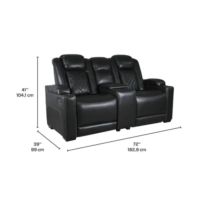 Power Modular Reclining Loveseat and Console with Cup Holders - 3 pcs