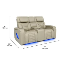 Power Modular Reclining Loveseat with Massage, Heat, and Console - 3 pcs