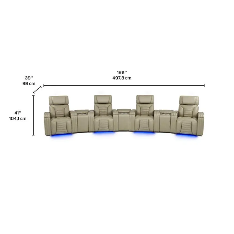 Power Modular Reclining Sofa with Massage, Heat, and Angular Consoles - 7 pcs