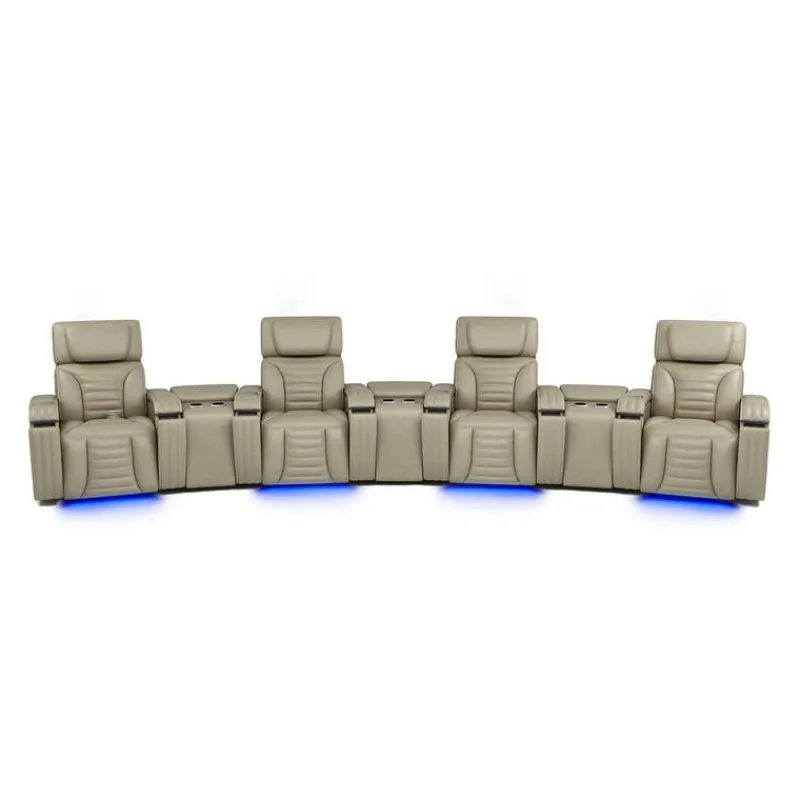 Power Modular Reclining Sofa with Massage, Heat, and Angular Consoles - 7 pcs