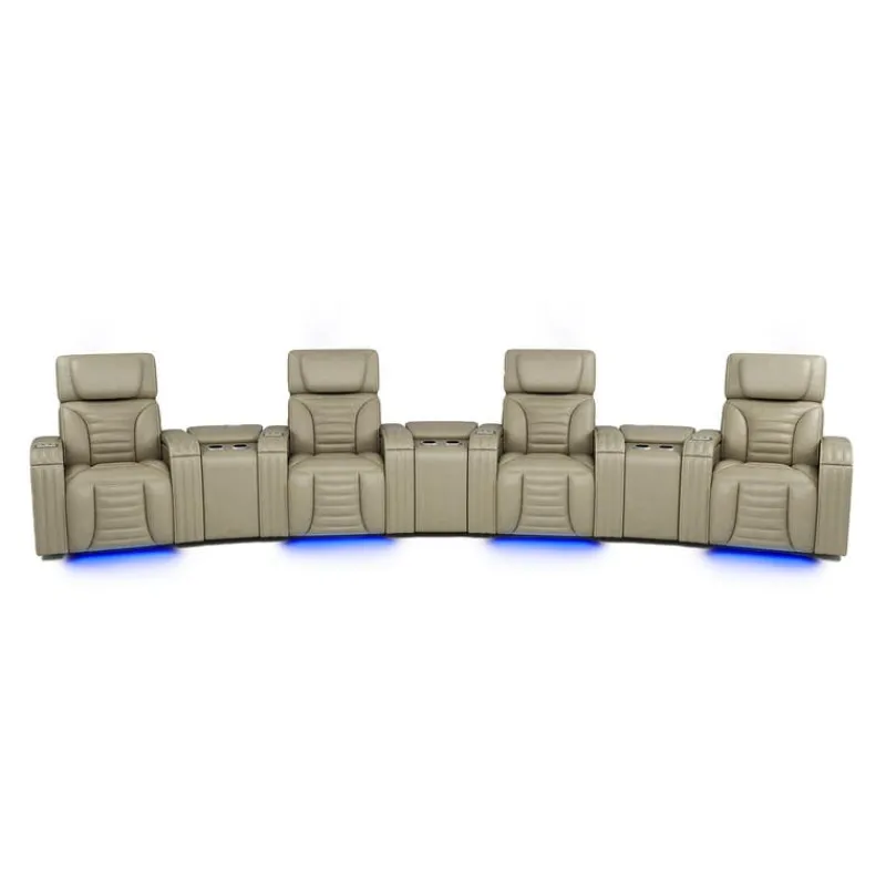 Power Modular Reclining Sofa with Massage, Heat, and Angular Consoles - 7 pcs