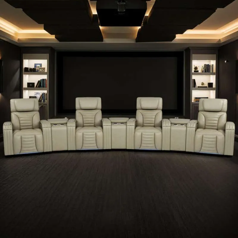 Power Modular Reclining Sofa with Massage, Heat, and Angular Consoles - 7 pcs