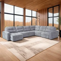 Power Modular Reclining Sectional with 2 Sliders and Left-Side Chaise with Storage - 6 pcs