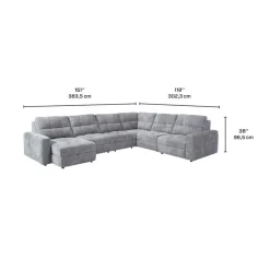 Power Modular Reclining Sectional with 2 Sliders and Left-Side Chaise with Storage - 6 pcs