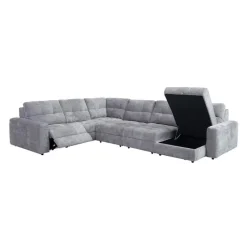 Power Modular Reclining Sectional with 2 Sliders and Right-Side Chaise with Storage - 6 pcs