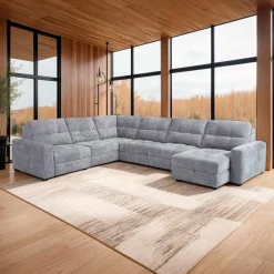 Power Modular Reclining Sectional with 2 Sliders and Right-Side Chaise with Storage - 6 pcs