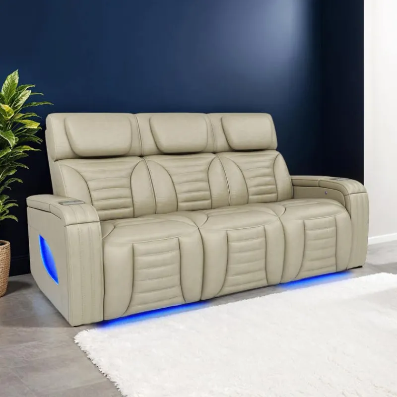 Power Modular Reclining Sofa with Massage, Heat, and Drop-Down Backrest - 3 pcs