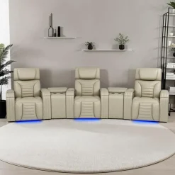Power Modular Reclining Sofa with Massage, Heat, and Angular Consoles - 5 pcs