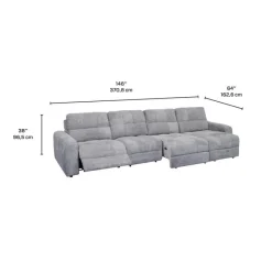 Power Modular Reclining Sectional with 1 Slider and Right-Side Chaise with Storage - 4 pcs