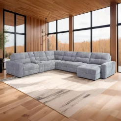 Power Modular Reclining Sectional with 2 Sliders, Right-Side Chaise with Storage, and Console - 7 pcs