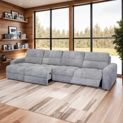 Power Modular Reclining Sectional with 1 Slider and Left-Side Chaise with Storage - 4 pcs