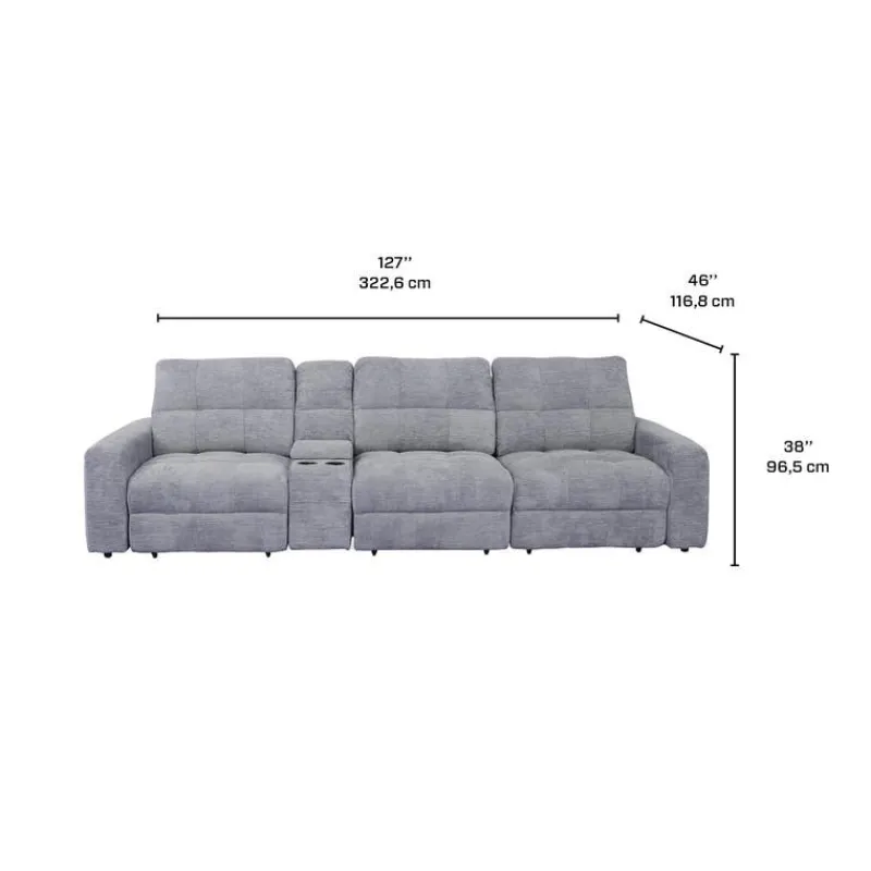 Power Modular Reclining Sofa with 1 Slider and Console - 4 pcs