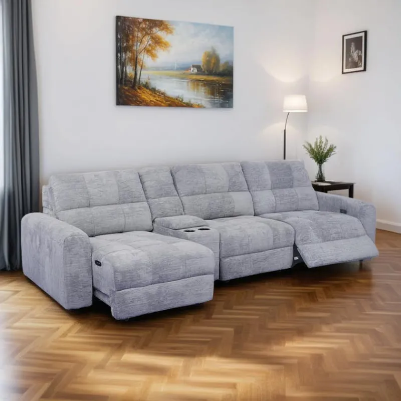 Power Modular Reclining Sofa with 1 Slider and Console - 4 pcs