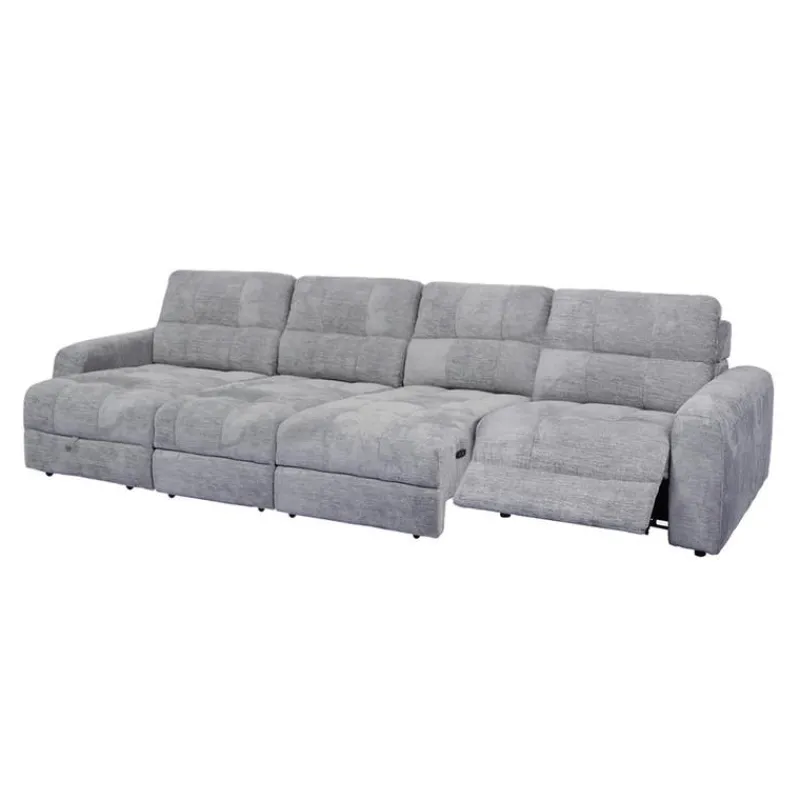 Power Modular Reclining Sectional with 2 Sliders and Left-Side Chaise with Storage - 4 pcs