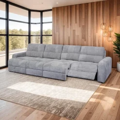 Power Modular Reclining Sectional with 2 Sliders and Left-Side Chaise with Storage - 4 pcs