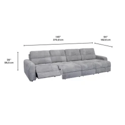 Power Modular Reclining Sectional with 2 Sliders and Right-Side Chaise with Storage - 4 pcs
