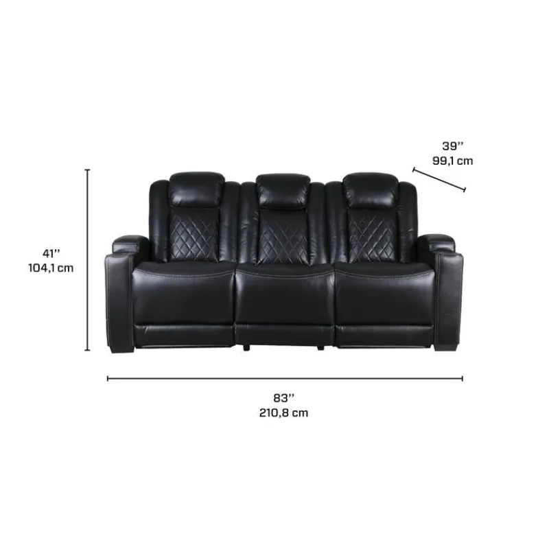 Power Modular Reclining Sofa and Drop-Down Backrest with Reading Lights - 3 pcs