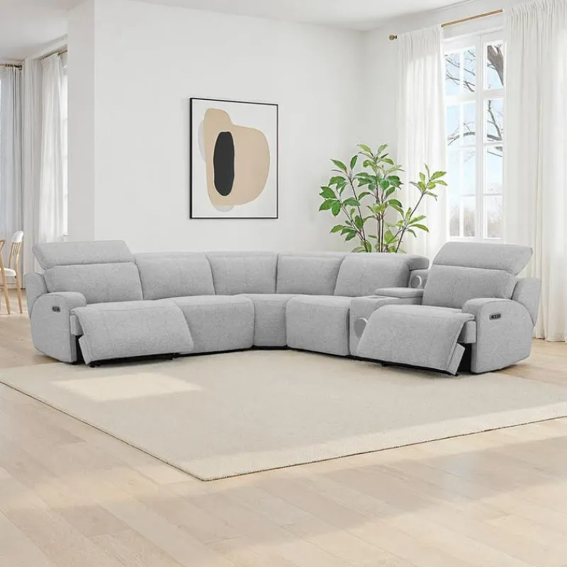 Power Modular Sectional and Console with Built-In Audio System - 6 pcs