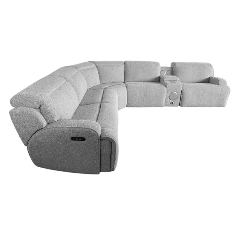 Power Modular Sectional and Console with Built-In Audio System - 6 pcs