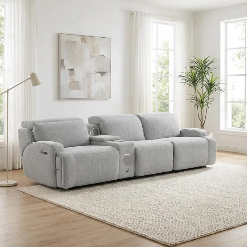 Power Modular Sofa and Console with Built-In Audio System - 4 pcs