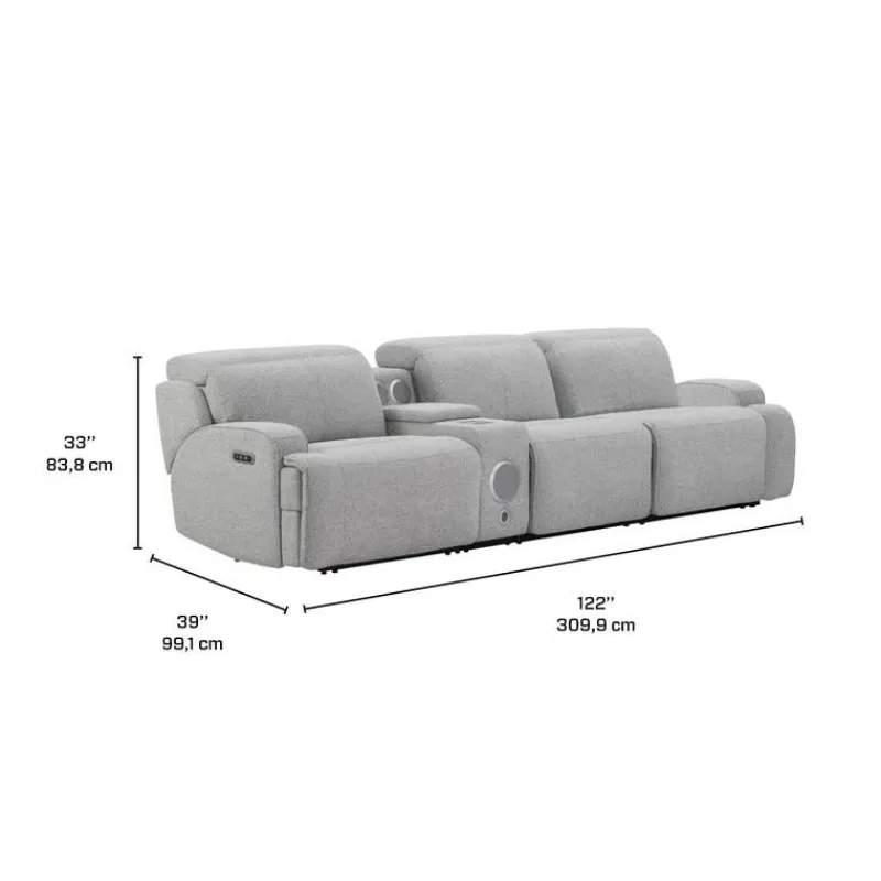 Power Modular Sofa and Console with Built-In Audio System - 4 pcs