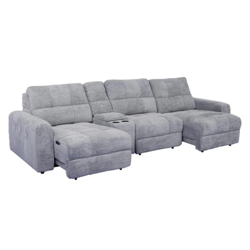 Power Modular Sofa with 2 Sliders and Console - 4 pcs
