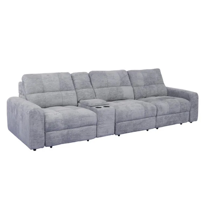 Power Modular Sofa with 2 Sliders and Console - 4 pcs