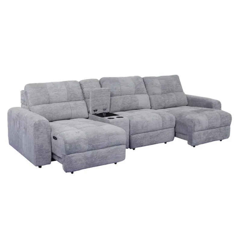 Power Modular Sofa with 2 Sliders and Console - 4 pcs