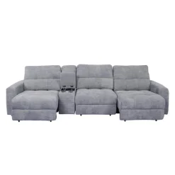 Power Modular Sofa with 2 Sliders and Console - 4 pcs
