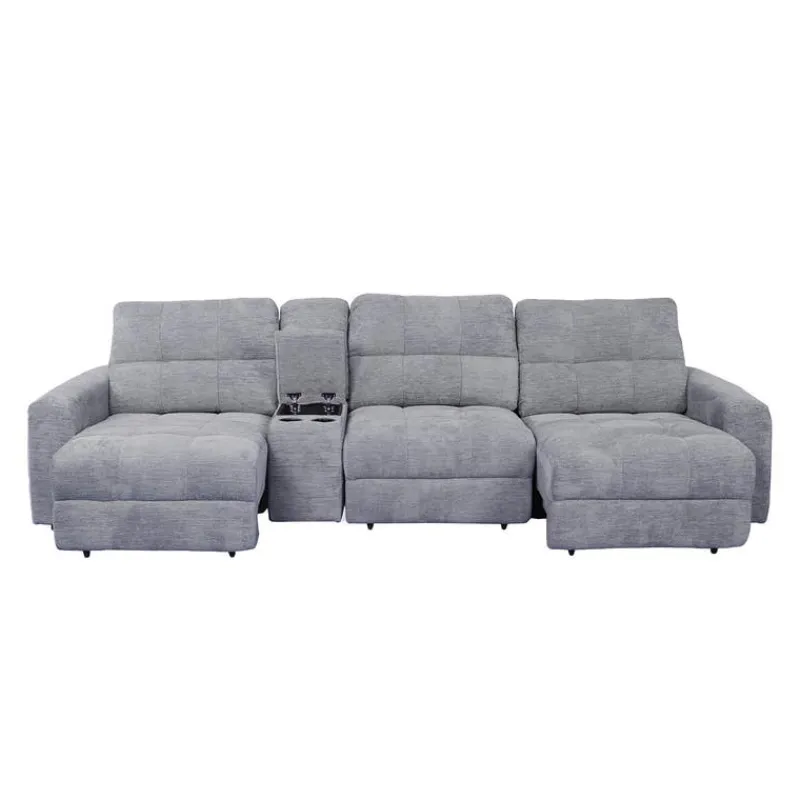 Power Modular Sofa with 2 Sliders and Console - 4 pcs