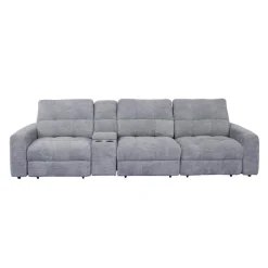 Power Modular Sofa with 2 Sliders and Console - 4 pcs