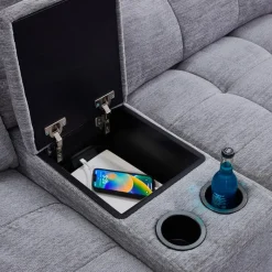 Power Modular Sofa with Sliders and Console - 4 pcs