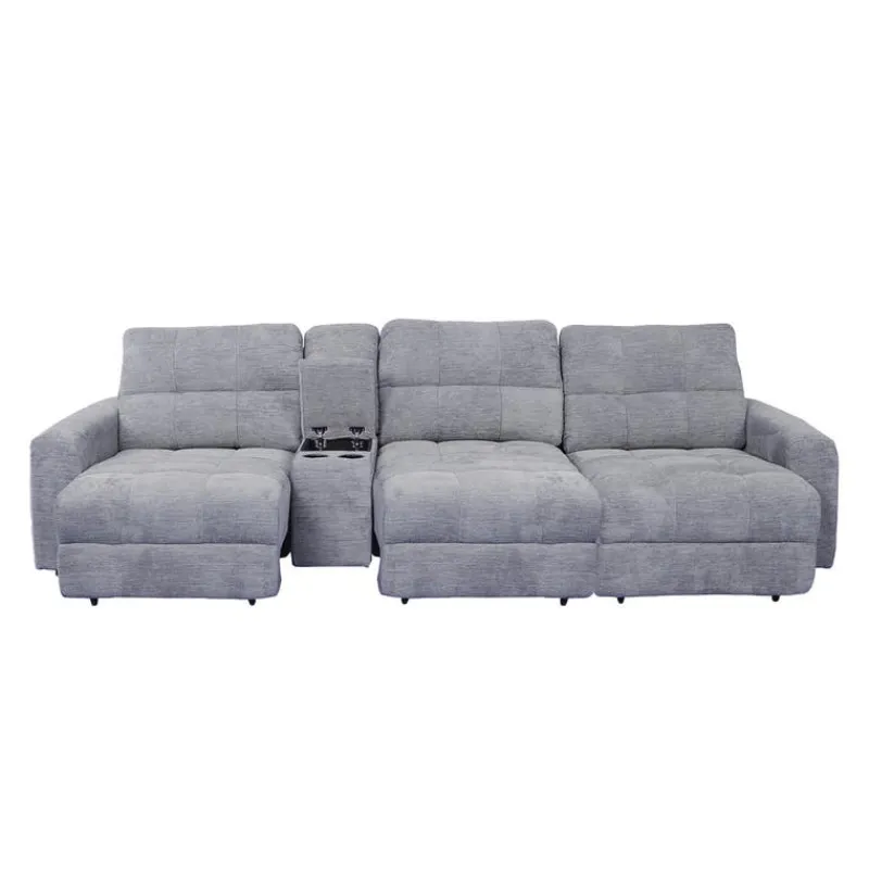 Power Modular Sofa with Sliders and Console - 4 pcs