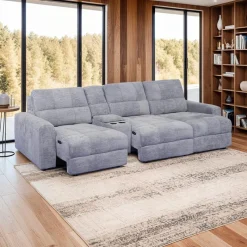Power Modular Sofa with Sliders and Console - 4 pcs