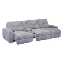 Power Modular Sofa with Sliders and Console - 4 pcs