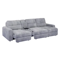Power Modular Sofa with Sliders and Console - 4 pcs