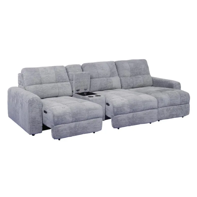 Power Modular Sofa with Sliders and Console - 4 pcs
