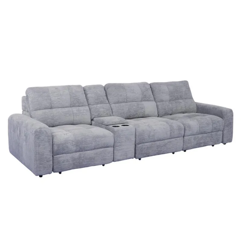 Power Modular Sofa with Sliders and Console - 4 pcs