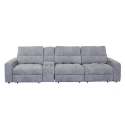 Power Modular Sofa with Sliders and Console - 4 pcs