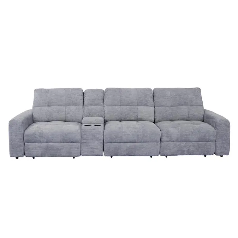Power Modular Sofa with Sliders and Console - 4 pcs