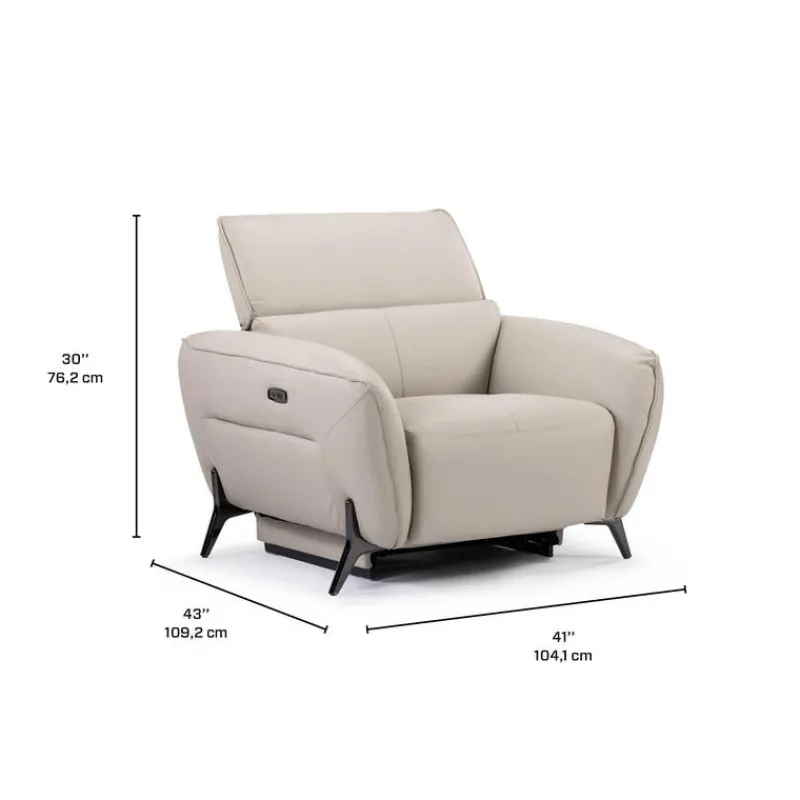 HTL Power Recliner with Adjustable Headrest - Genuine Leather