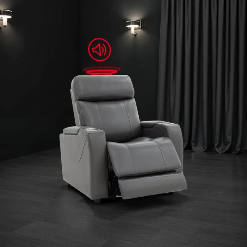 Power Recliner with Built-In Audio System - Grey