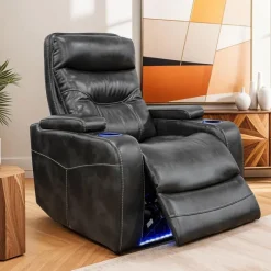 Power Recliner with Storage, Cup Holders and LED Lighting -